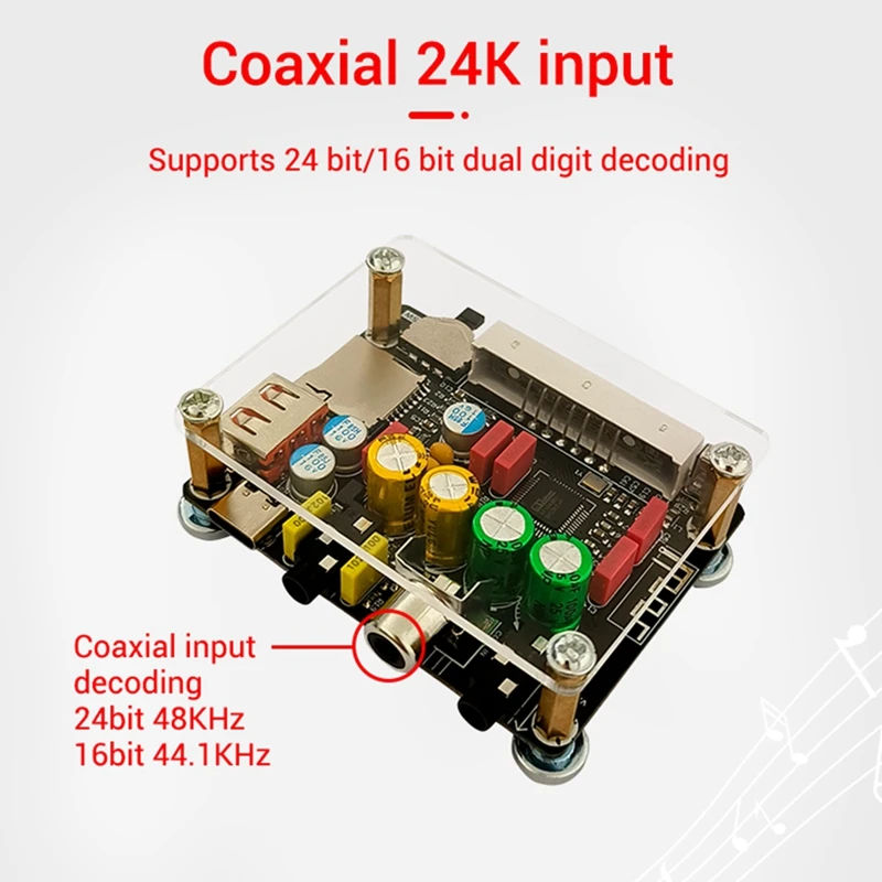 ZK-DAM K1 DSP Tuning Preamp Bluetooth Decoder Board Non-Destructive Fever U Disk Coaxial Sound Card TF Decoding Board