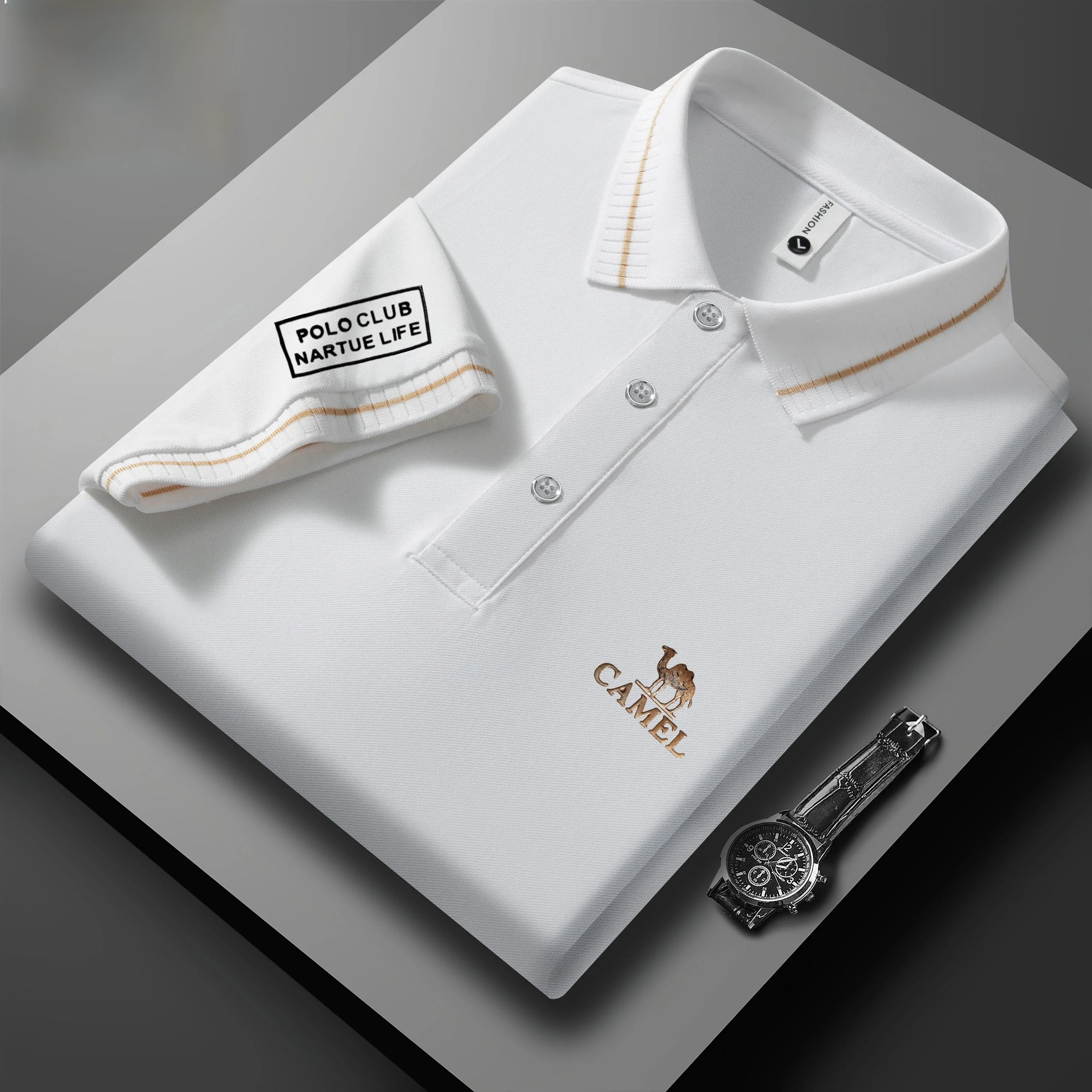 

Comfortable Breathable Camel Knit irt for Men Ciwalk Cool Sensation Triacetate Fiber Women's Cleanfit Sle irt