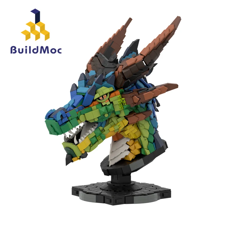 

MOC Zodiac Heads Colorful Dragon Head Building Blocks Set Power Symbol Dragon Display Model Toys For Children Kid Birthday Gifts