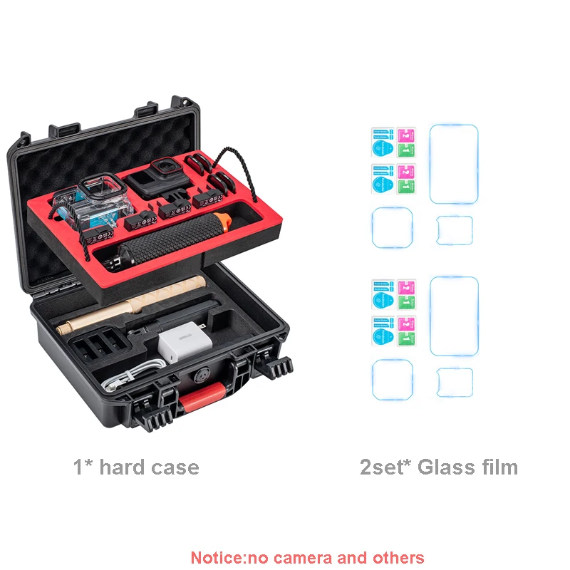 2 Lagen Draagbare Reizen Waterdichte Hard Case 2 Glasfilm Siliconen Cover Set Voor Insta360 ACE Pro 2 Accessoire Draagtas