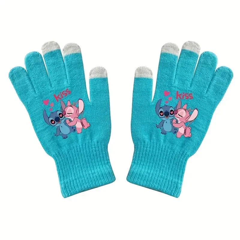 

1pcs for Stitch Gloves Cartoon Simple Boy Girl Warm Touch Screen Gloves Dopamine Color Print Knitted