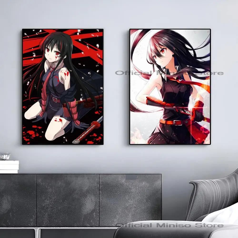 1pc Anime Akame Ga KILL! Poster Self-adhesive Art Waterproof Paper Sticker Coffee House Bar Room Wall Decor