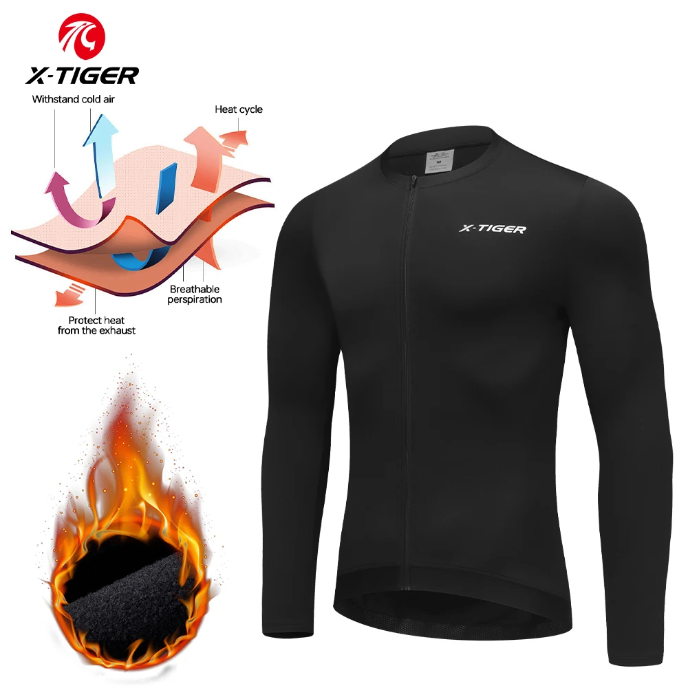 X-TIGER jaqueta masculina de inverno quente para ciclismo, camisa esportiva de lã para bicicleta mtb, camisa de ciclismo de manga comprida