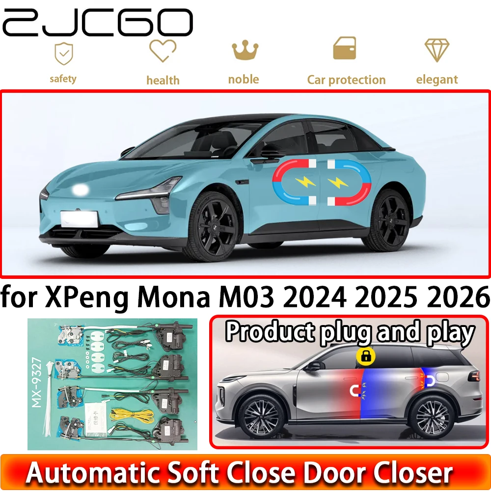 ZJCGO for XPeng Mona M03 2024 2025 2026 OEM Soft Close Door Kit Power Closing Latch System Auto Pull Door Easy Close Plug & Play