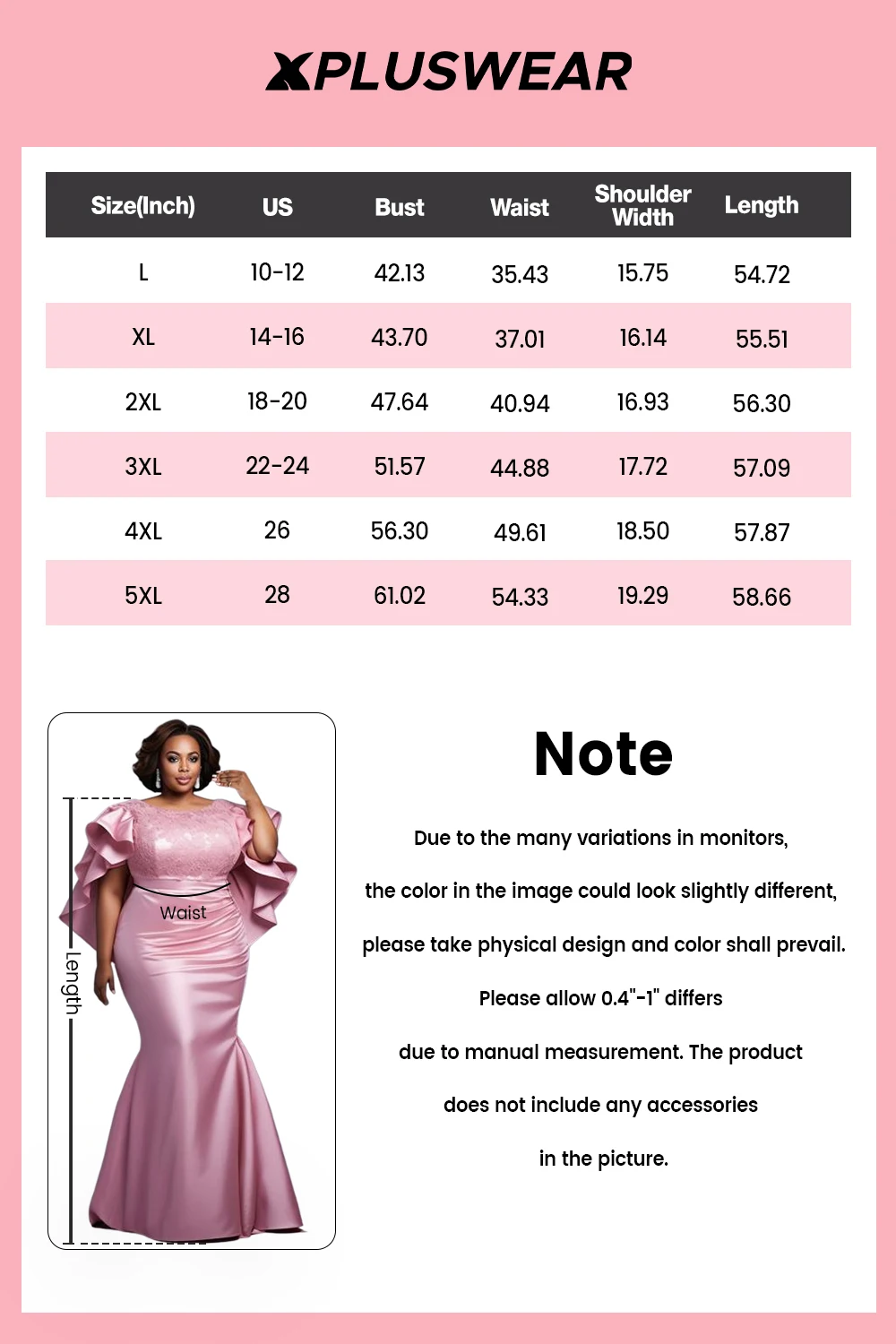 بالإضافة إلى حجم الوردي جولة الرقبة البتلة كم حورية البحر أنيقة كشكش الدانتيل فساتين ماكسي الساتان #5