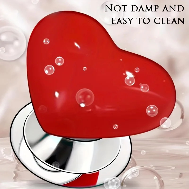 مجموعة مكونة من 4 قطع من أزرار تدفق المرحاض على شكل قلب، لمسة نهائية مطلية بالبلاستيك، معدن سبائك الزنك، رافعة خزان سهلة الضغط