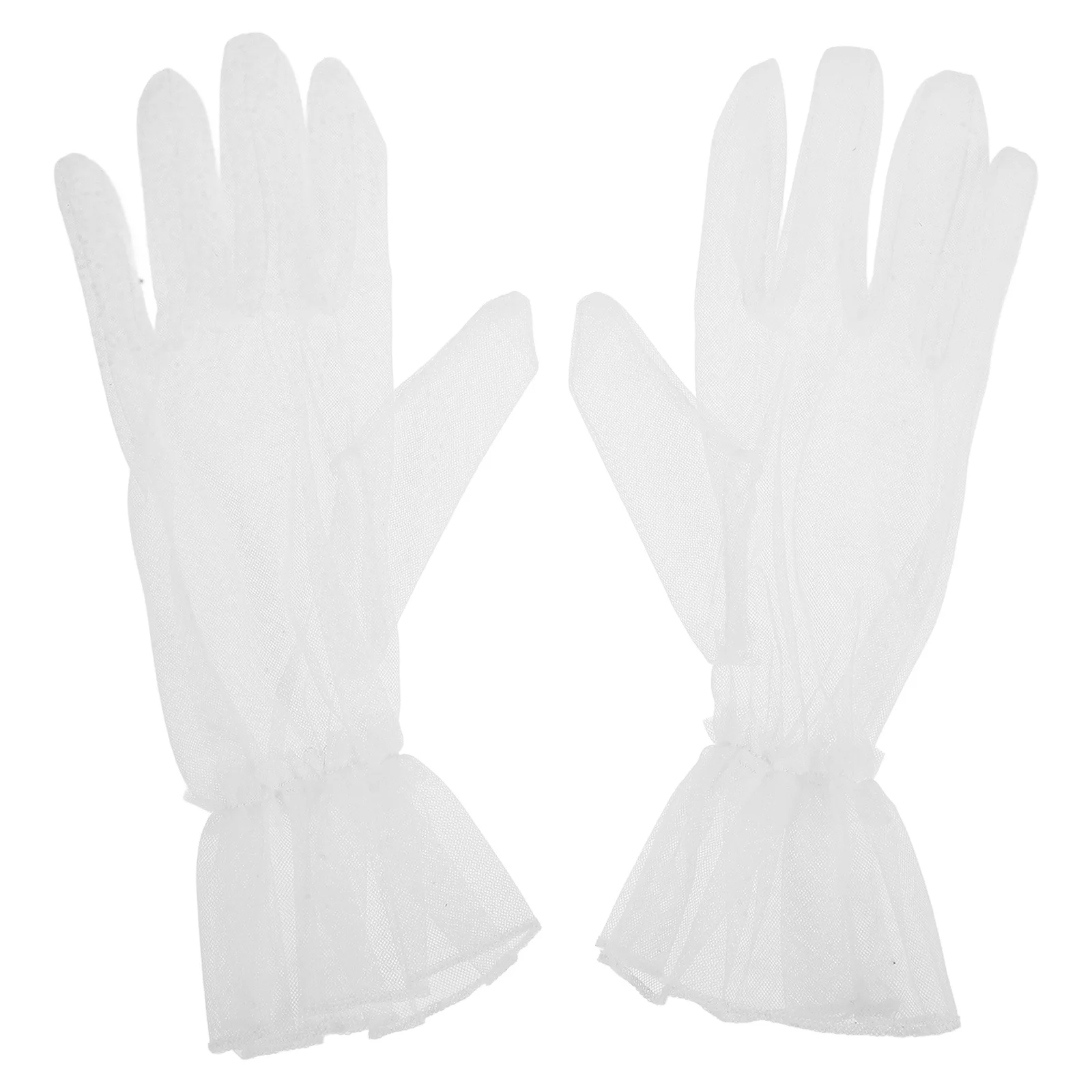 1 par de guantes cortos blancos de tul para boda, accesorios nupciales, guantes de vestir para mujer, guantes formales de gasa para fiesta de ópera