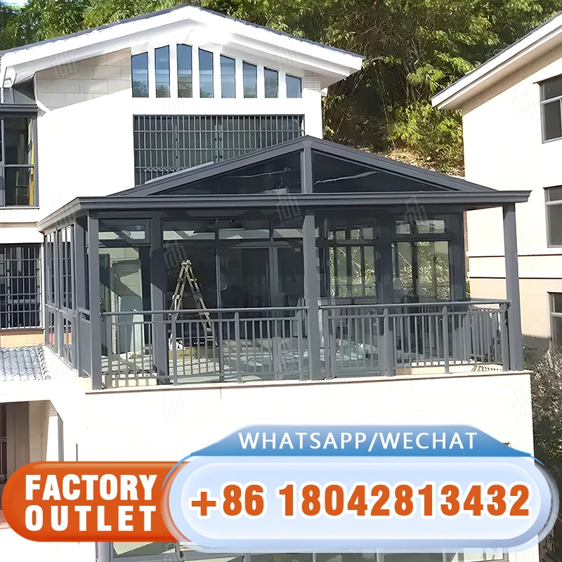 Customized House Sunrooms Free Standing Glass Sunrooms Glass Veranda Aluminum Alloy House Sunrooms Glass Houses