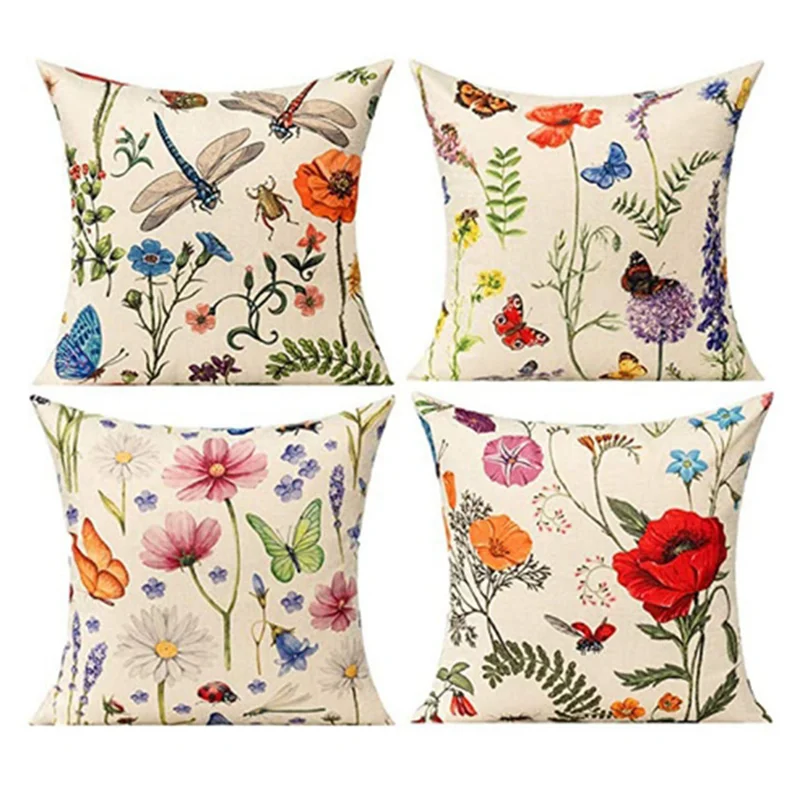 Outdoor Pillow Covers 18X18inch Set Of 4 Outdoor Waterproof Pillow Covers For Patio Furniture Garden-AB52