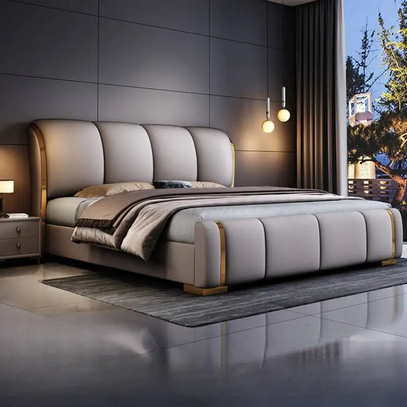 

King Size, современный каркас кровати с изголовьем, европейский каркас кровати под местом для хранения вещей, тумбочки, современная мебель Cama Moderno Lujo