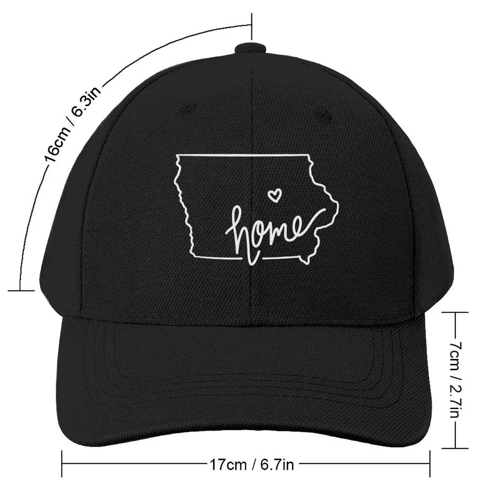 Iowa Home State Outline Aufkleber, Baseballkappe, Golfbekleidung, Pferdehut, Trucker-Mütze, Damenhüte, 2025, Herren