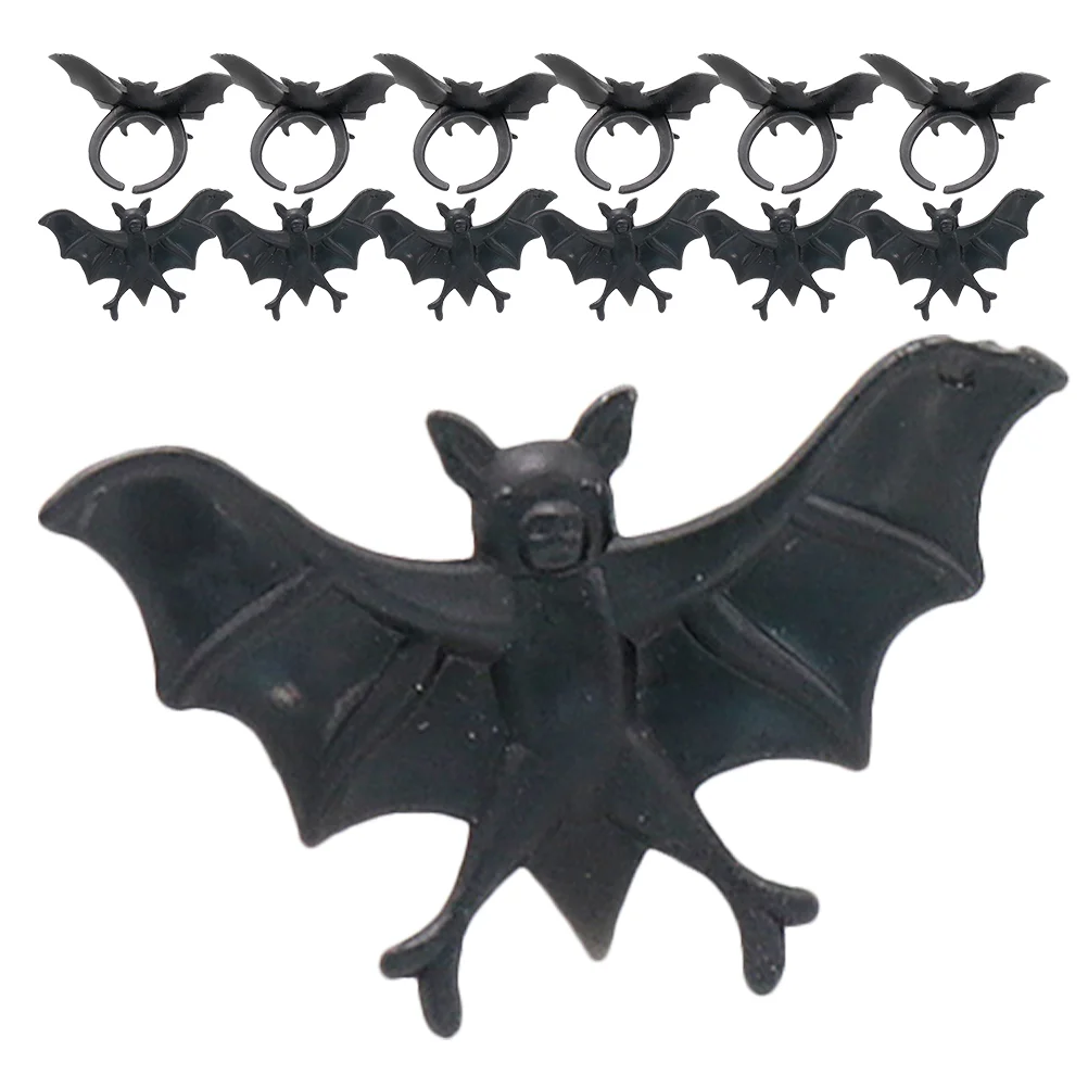 

50 Pcs Black Bat Ring Rings Party Favors Kids Toys Halloween Jewelry Horror Decor Plastic Small For Miss