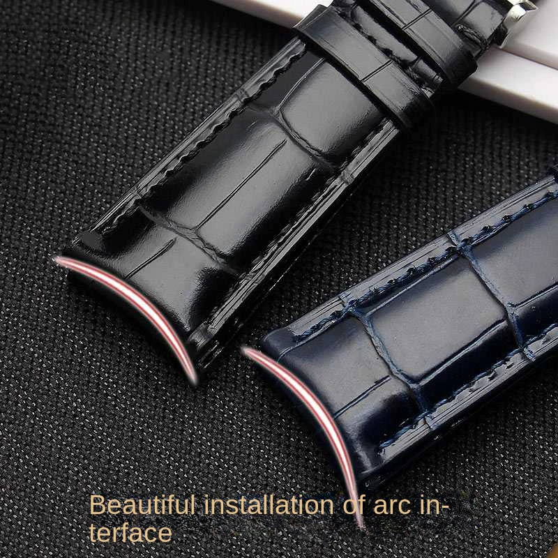 22mm High Quality Curved End Leather Strap For IWC New Portugal 7 Watch Band IW500705 IW371614 Bamboo Patterned Cowhide Bracelet