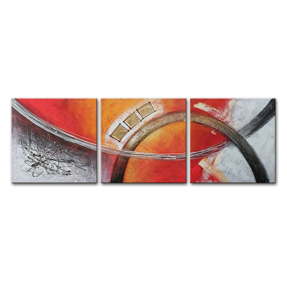 Aerhyx 3 Set 100% Hand-painted Abstract Oil Paintings On Canvas,Modern Art,Wall Pictures For Living Room,Home Decoration Artwork