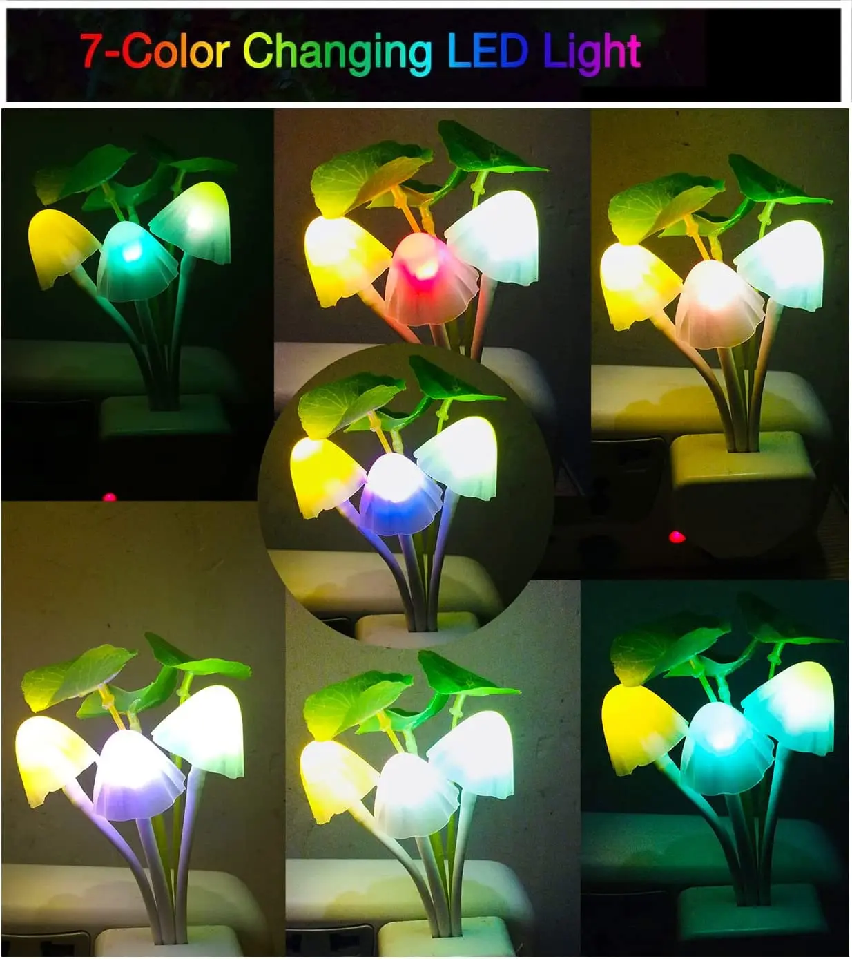 LED Sensor Night Light Mushroom Colorful Silicone Nightlights for Adults Kids US/EU Plug 110V/220V Cheap NightLight 1PC