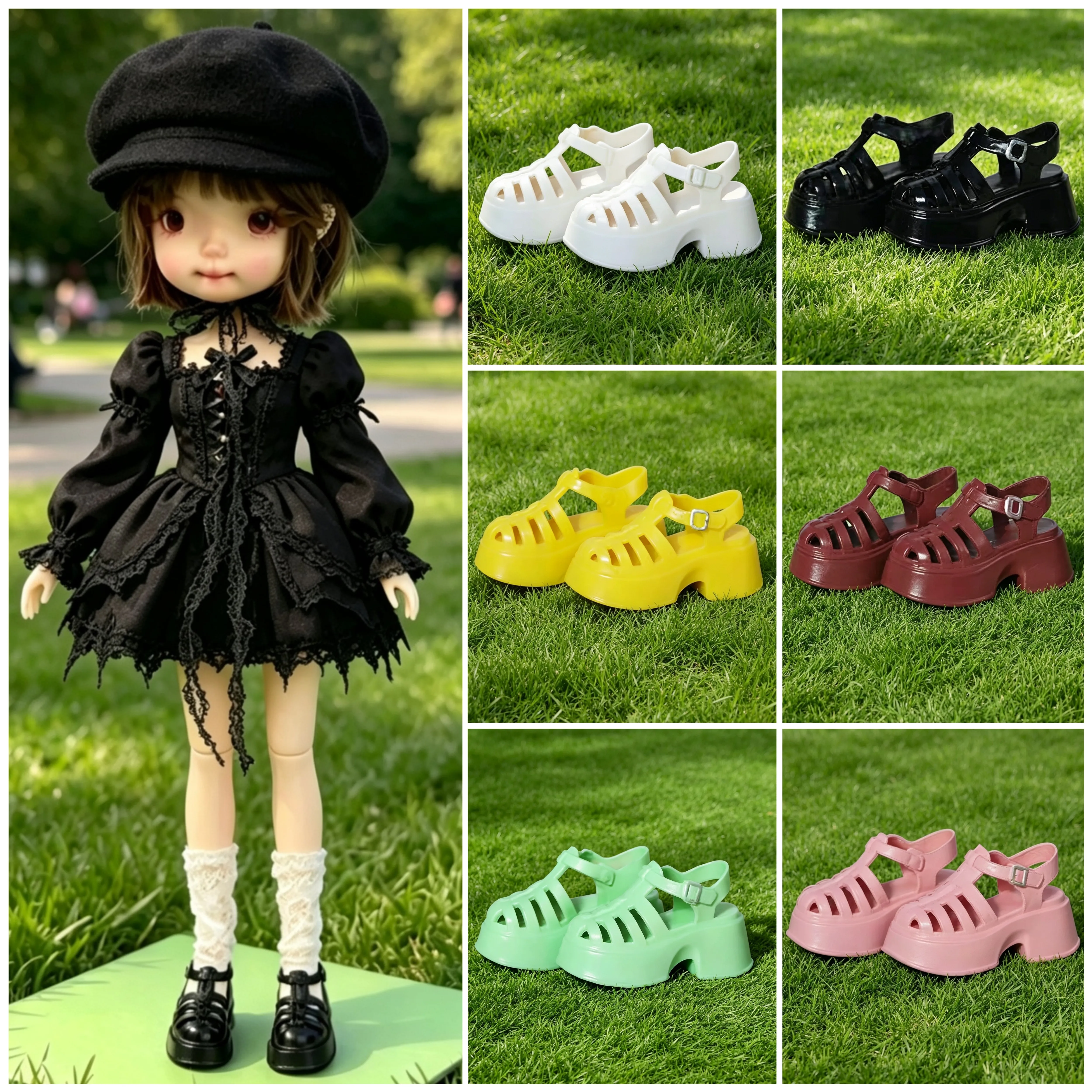 Ob22 24 Roman Cage Sandals Strap Thick Platform Jelly Plastic Doll Shoes Doll Dressup Accessories For Blythe Azone 1/8 Bjd Doll
