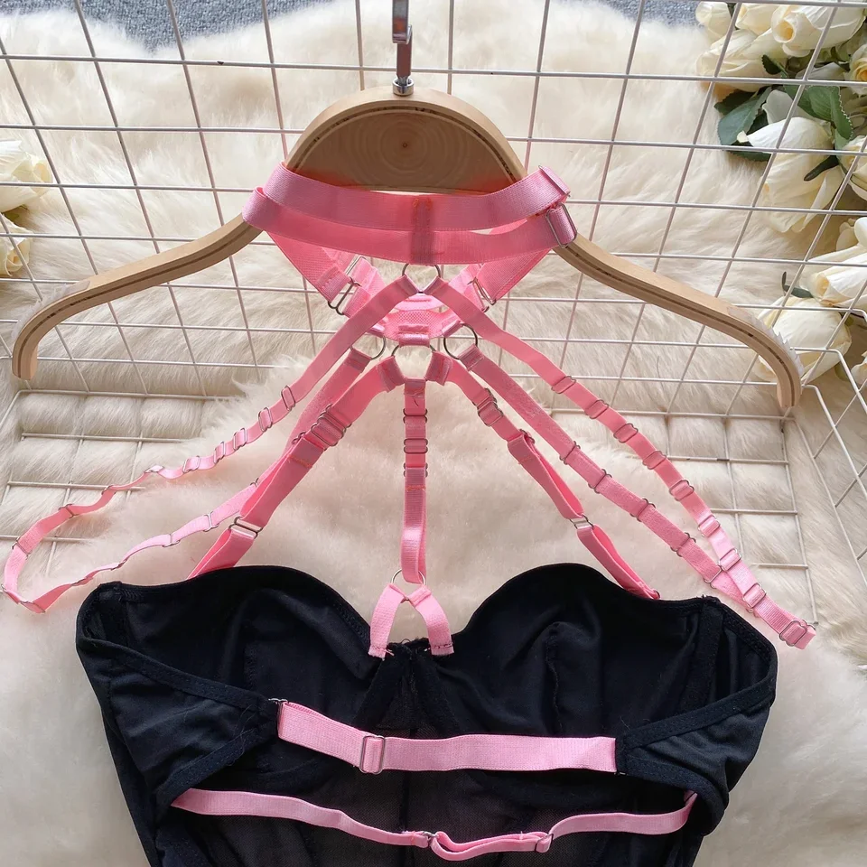 النساء Hotsweet الجوف خارج خمر الرسن ضمادة داخلية شيك أكمام حللا سليم الأعلى السروال القصير الصيف الشاطئ مثير الملابس #6