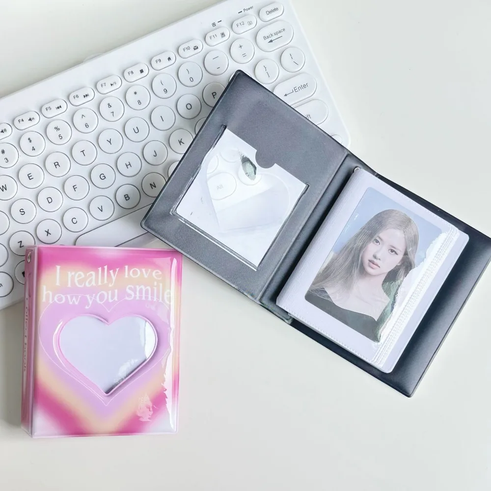 2025 المتفجرة الأصلية Ins نمط أسود وردي خافت الحب التدرج 3 "بولي كلوريد الفينيل لوحة واحدة بولارويد مروحة ألبوم بطاقة صغيرة كتاب