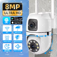 8MP Dual Lens Dual Screen IP Cameras WIFI Surveillance Camera Wireless Outdoor Auto Tracking Night Vision 8X Digital Zoom CCTV