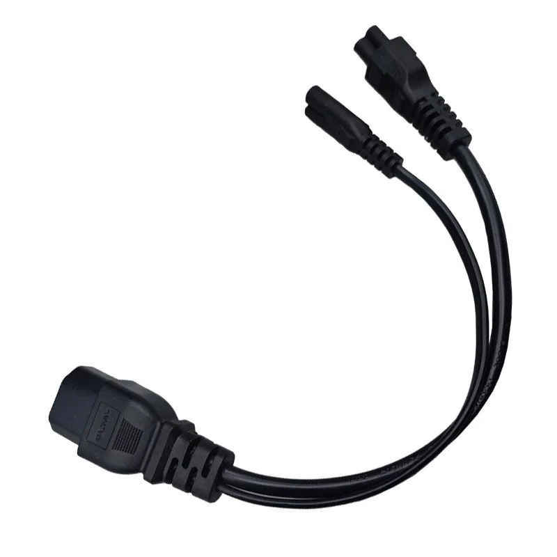 30CM 110V-250V 10A IEC320 C14 TO C13+C7 Y Splitter AC Power Adapter Cable Cord For PC   Monitor Scanner And Printer