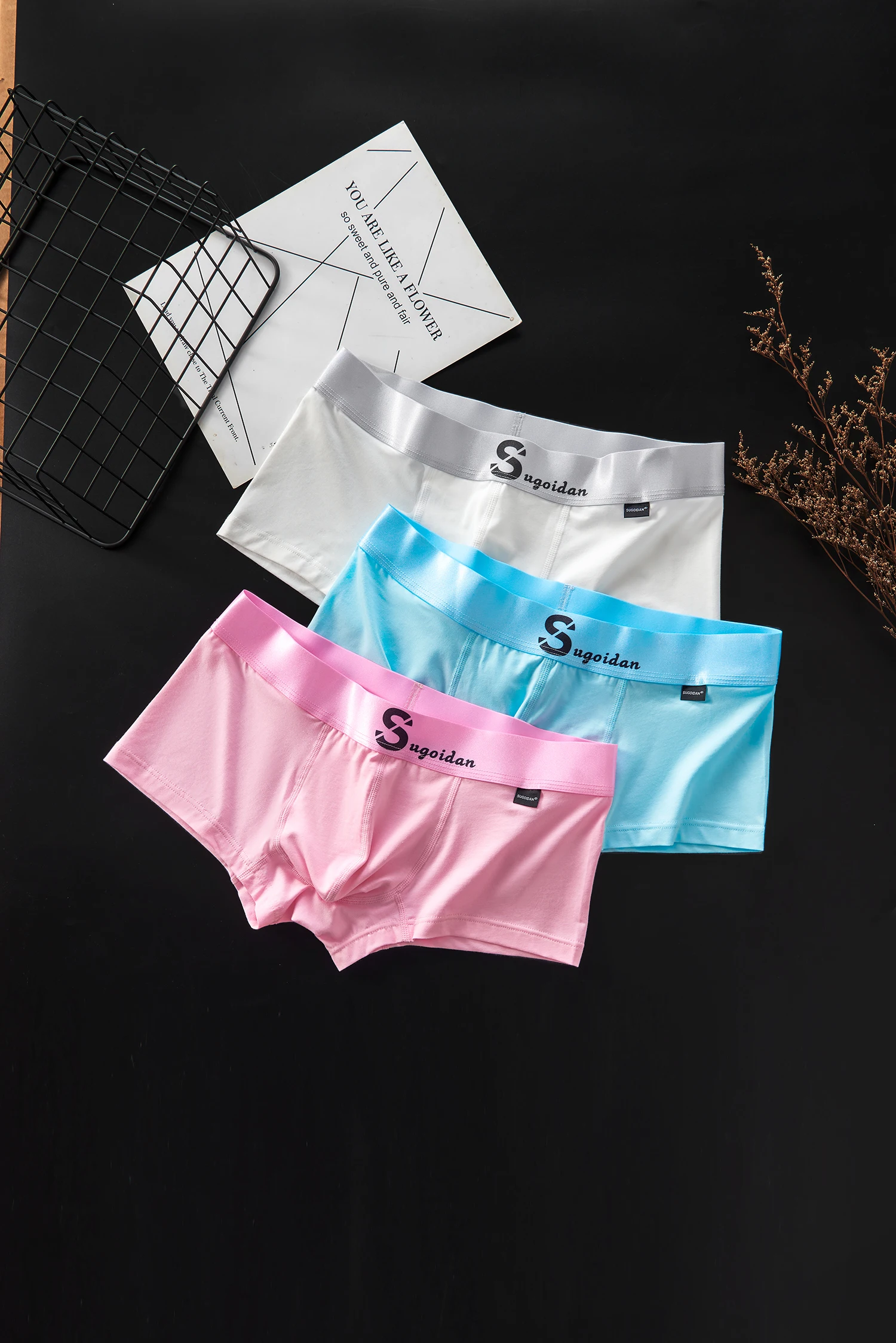 Youth summer sports breathable boxer shorts men's underwear men's Modal cotton low-waist tight-fitting solid color boxer pants