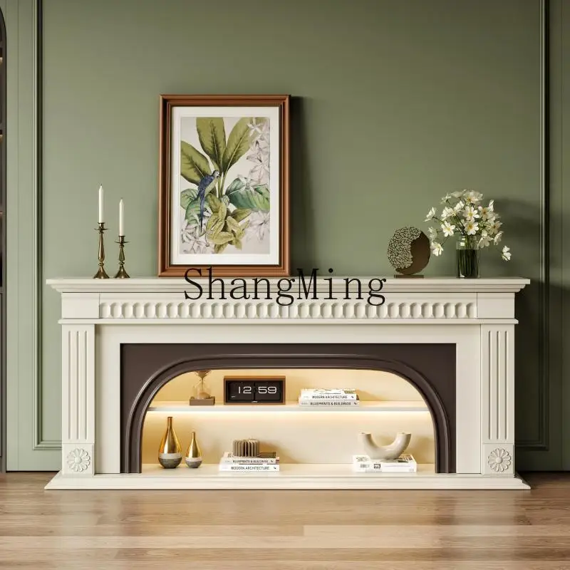 ZYY mobile TV di lusso leggero nero simulato camino con riscaldamento a fuoco mobile decorativo in legno massello di grandi dimensioni