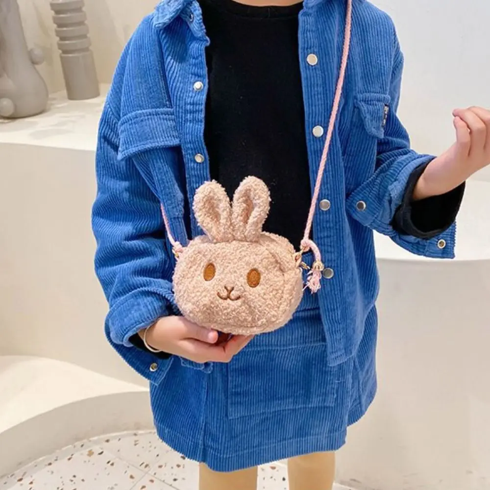 Lindo bolso de felpa para bebé, monederos, regalo de Año Nuevo, bolso de hombro de conejo, bolso cruzado, bolso de monedas, bolso de mensajero