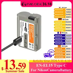 EN-EL15C EL15C EN EL15 Type-C USB Charging Battery for Nikon EN-EL15A EN-EL15B D780 D850 D7500 Z5 Z6 Z6 II Z7 Z7II Z8