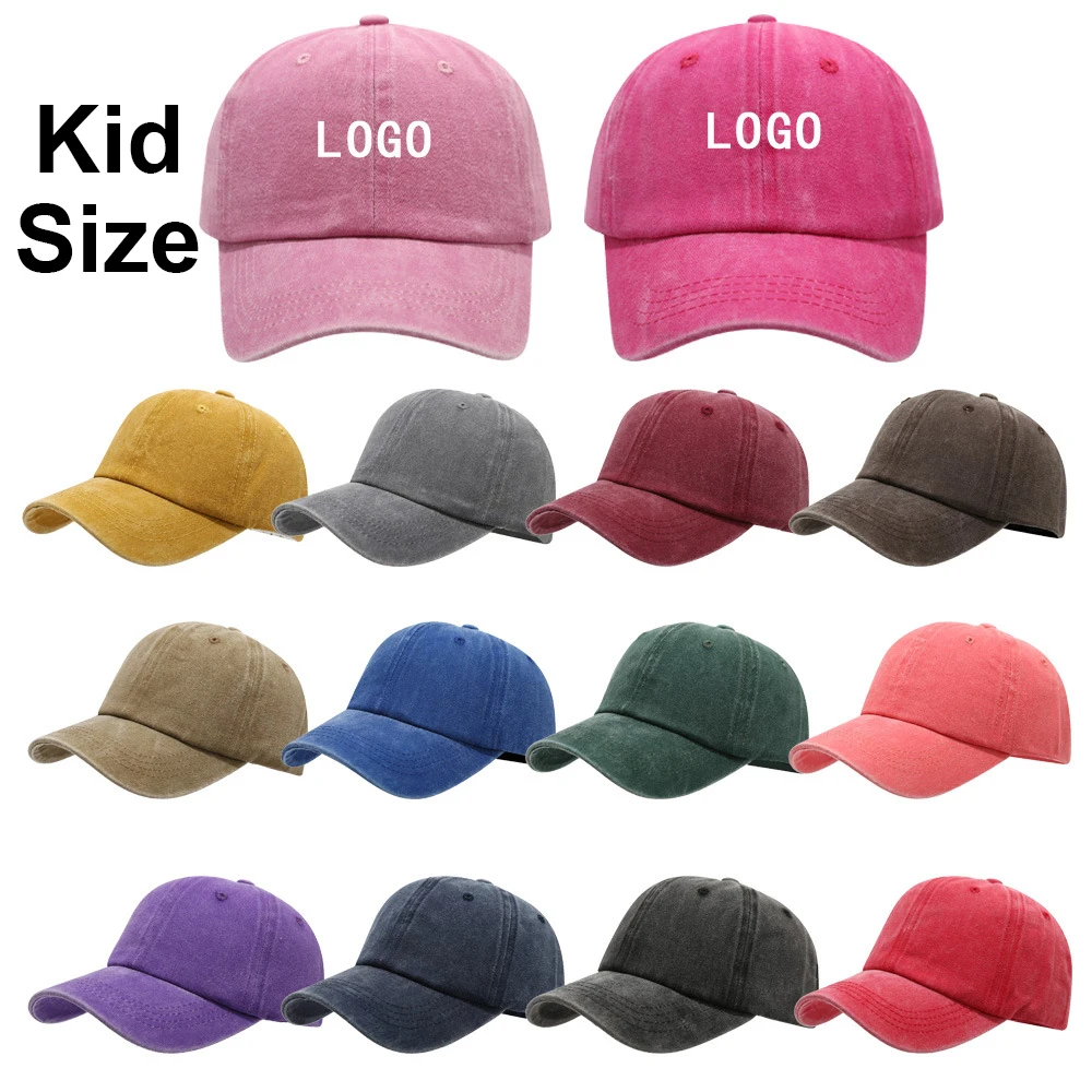 Gorra de béisbol lavada personalizada, gorra deportiva informal para niños, gorra de béisbol con logo bordado para niños y niñas, gorra de camionero gorros