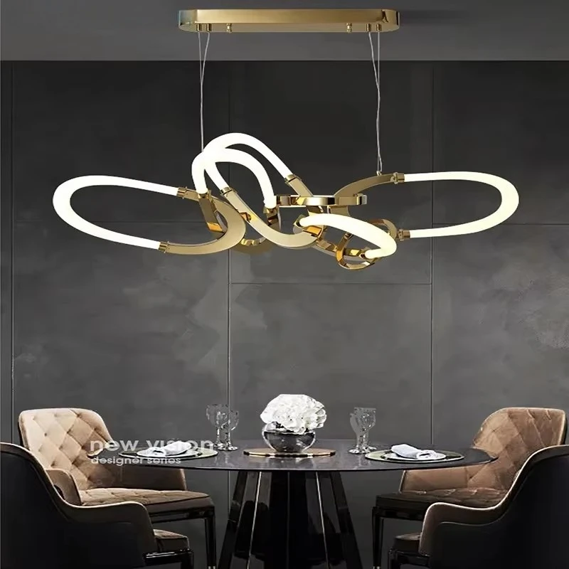 

New Irregular Chandelier Restaurant Chandelier Circular Decorative Art Chandelier Stainless Steel Electroplated Home Decoration