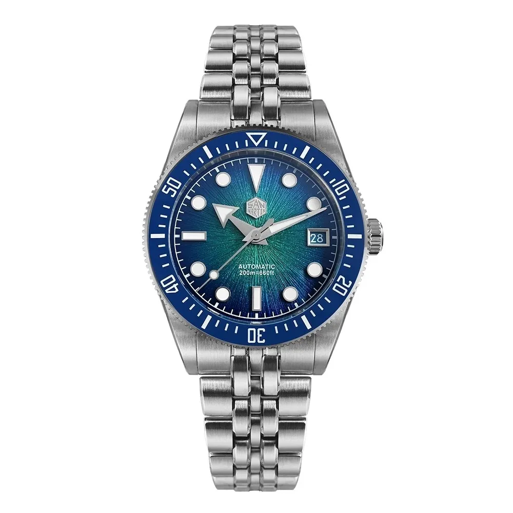 San Martin SN0148GX New 37.5mm Miyota 9015 Enamel Sunburst Jianzhan Textured Dial Watch