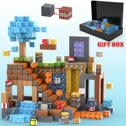 100pcs Magnetic Blocks Mine World Magnetic construction set For Girl Children toys Age 3+ DIY Stem Montessori Sensory Toy