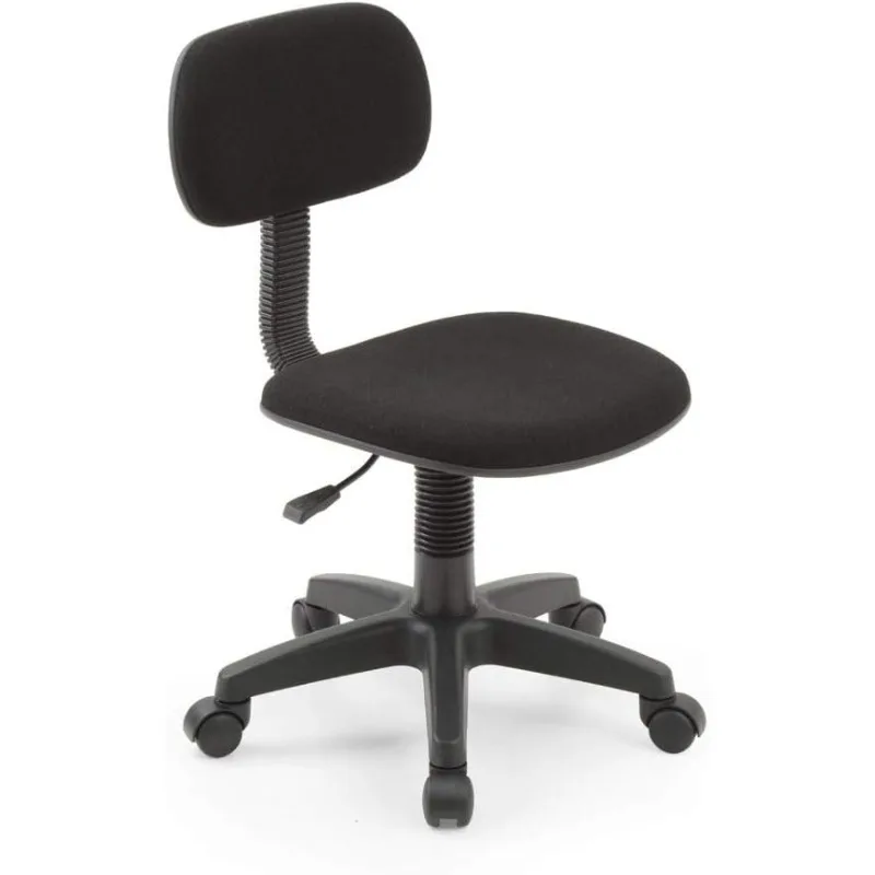 

Armless, Low-Back, Adjustable Height, Swiveling Task Chair with Padded Back and Seat in Black