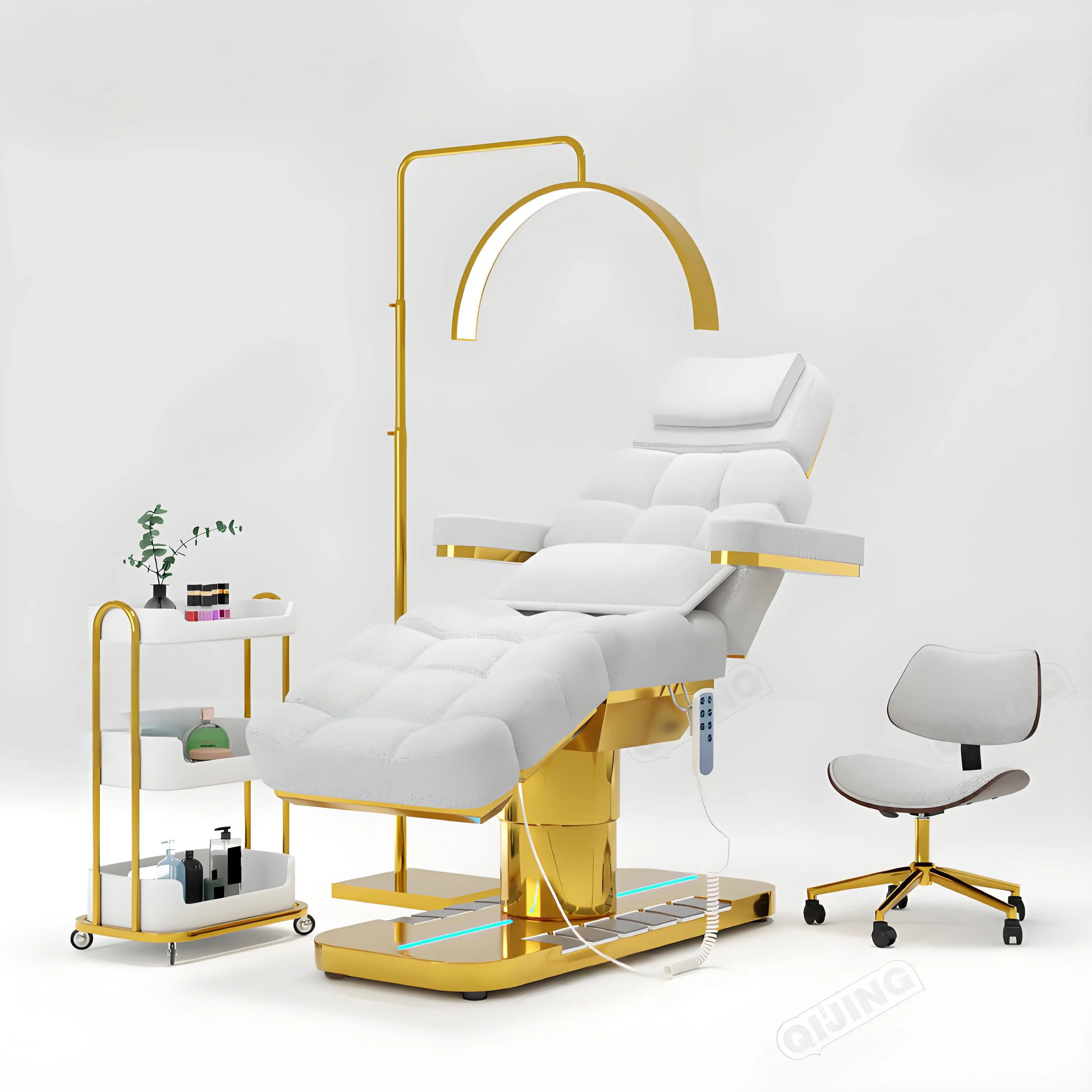 Luxury Professional Salon Furniture Height Adjustable Spa Cosmetic Curved Eyelash Beauty Facial Lash Electric Massage Table ALL