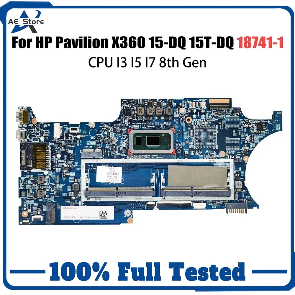 

Computer Mainboard For HP Pavilion X360 15-DQ 15T-DQ L50972-501 18741-1 L50972-601 Laptop Motherboard with CPU I3 I5 I7 8th Gen