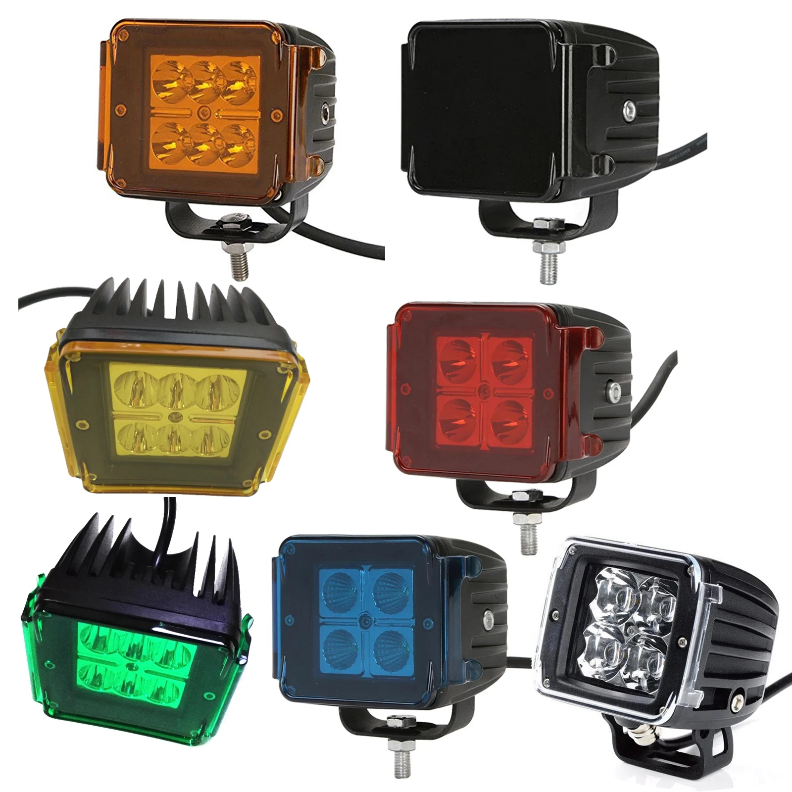 1pc Led Work Light Lens Cover Protect Dust Proof  Amber Black Red Green Blue for 3×3 inch 12W 18W 24W Square Cube Pods Fog Lamp