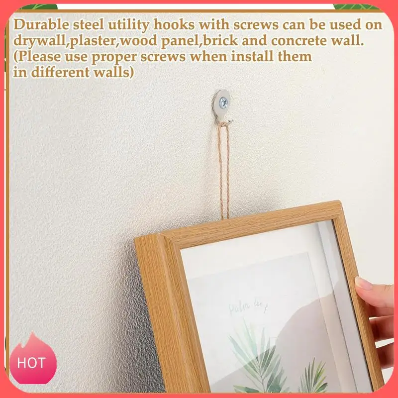 

HOT-Steel 30 Lb Utility Hanger Wall Hook Utility Zinc Plated Keyhole For Framed Pictures Stucco Hooks