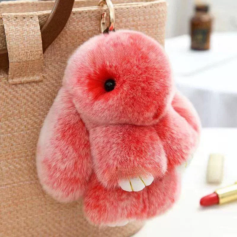 Adorable Plush Dead Rabbit Keychain Soft Rabbits Fur Couple Gift Bag Quality Hanging Decoration Cute Bunny Toy by Huayasen