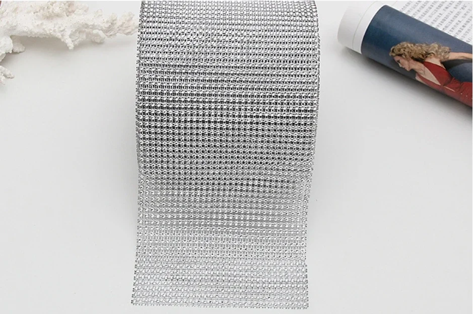 1 Yard 30 Row Color Sparkle Rhinestone Crystal Diamond Mesh Wrap Roll Ribbon