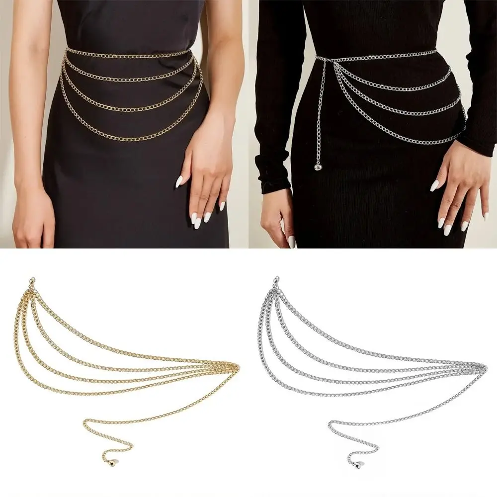 

Trendy Vintage Women's Waist Chain Multi layer Punk Tassle Waist Chain Metal Gold Silver Dress Girdle for Women