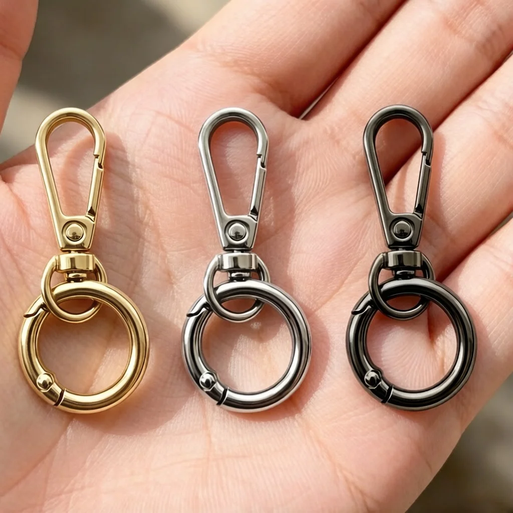 2-10 pcs Swivel Clasp Clip, Metal Swivel Snap Hooks, Double Opening Key Chain Clip with Key Ring for DIY Crafts Lanyard Making image 4