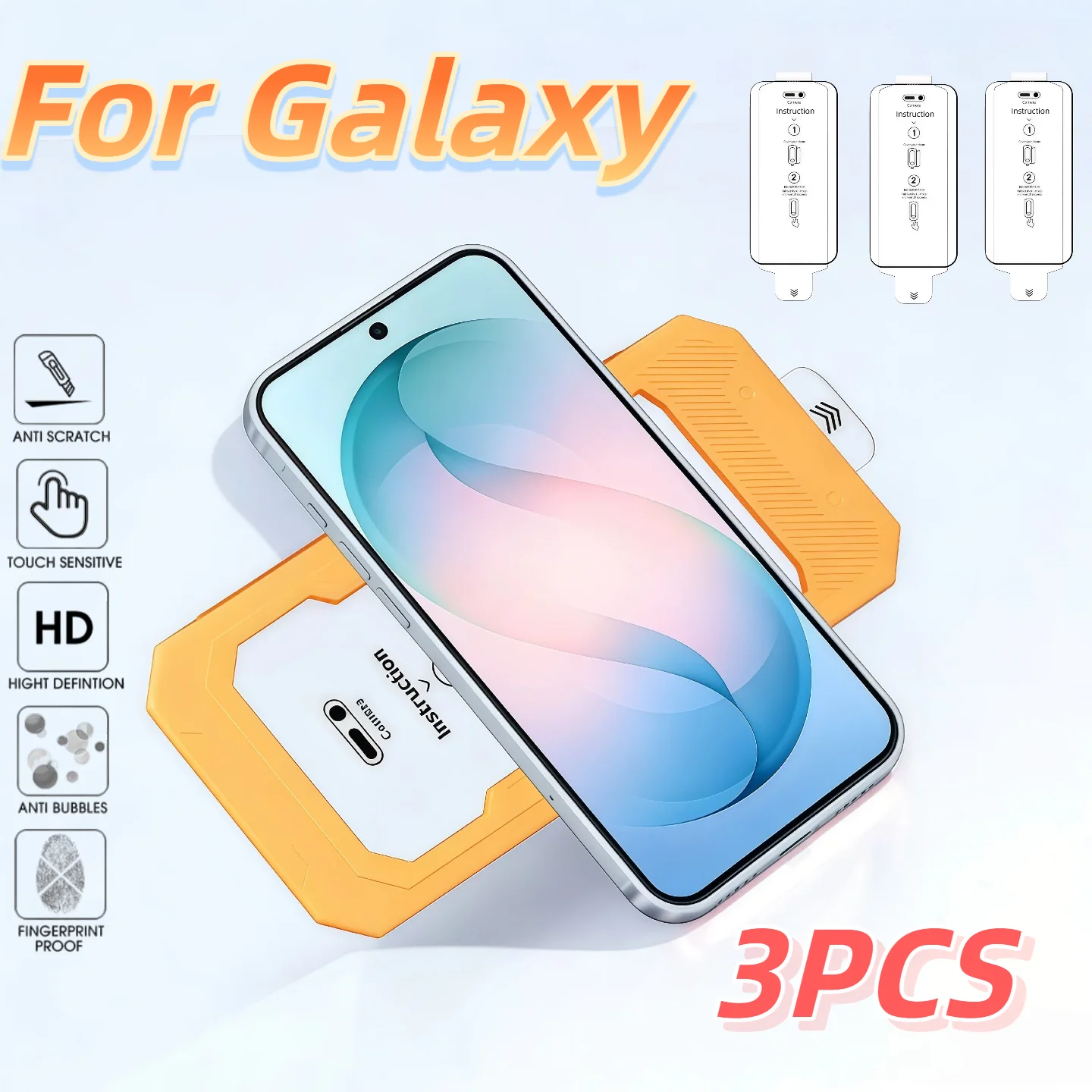 

3PCS 9H Hardness Anti-Fingerprint Tempered Glass Screen Protector for Galaxy S26 S25 S24 Ultra plus - Dust-Free Mobile Accessory