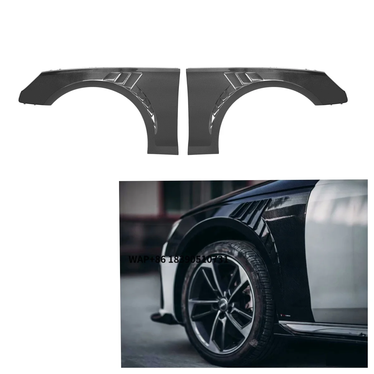 

Real Carbon Fiber Side Fenders With Hole for A5 S5 B9 2017-2019 A5 S5 B9.5 2021+ Car Parts Front Side Fender Replacement