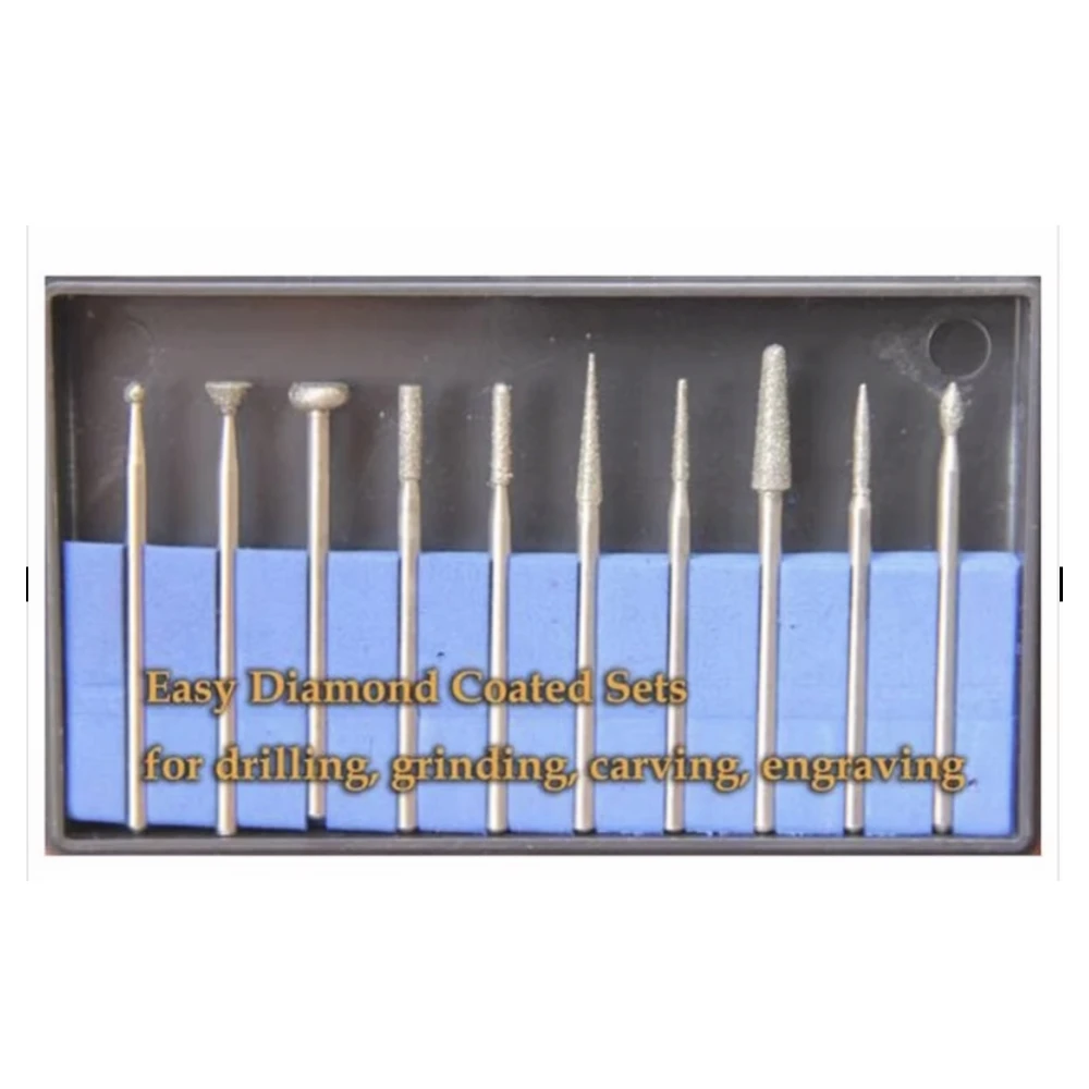 10 Pieces / Box Diamond Burs Kit ZD101 HP Dental Lab Tool HP Alloy Metal Polisher Diameter 2.35MM For Zirconia Ceramics Jewelry