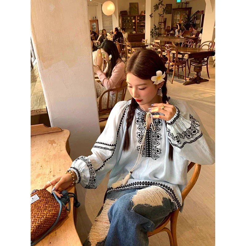 Vintage Azzurro Y2k Baggy Jeans strappati Donna Harajuku Anni '90 Pantaloni in denim oversize Streetwear Pantaloni retrò americani anni 2000