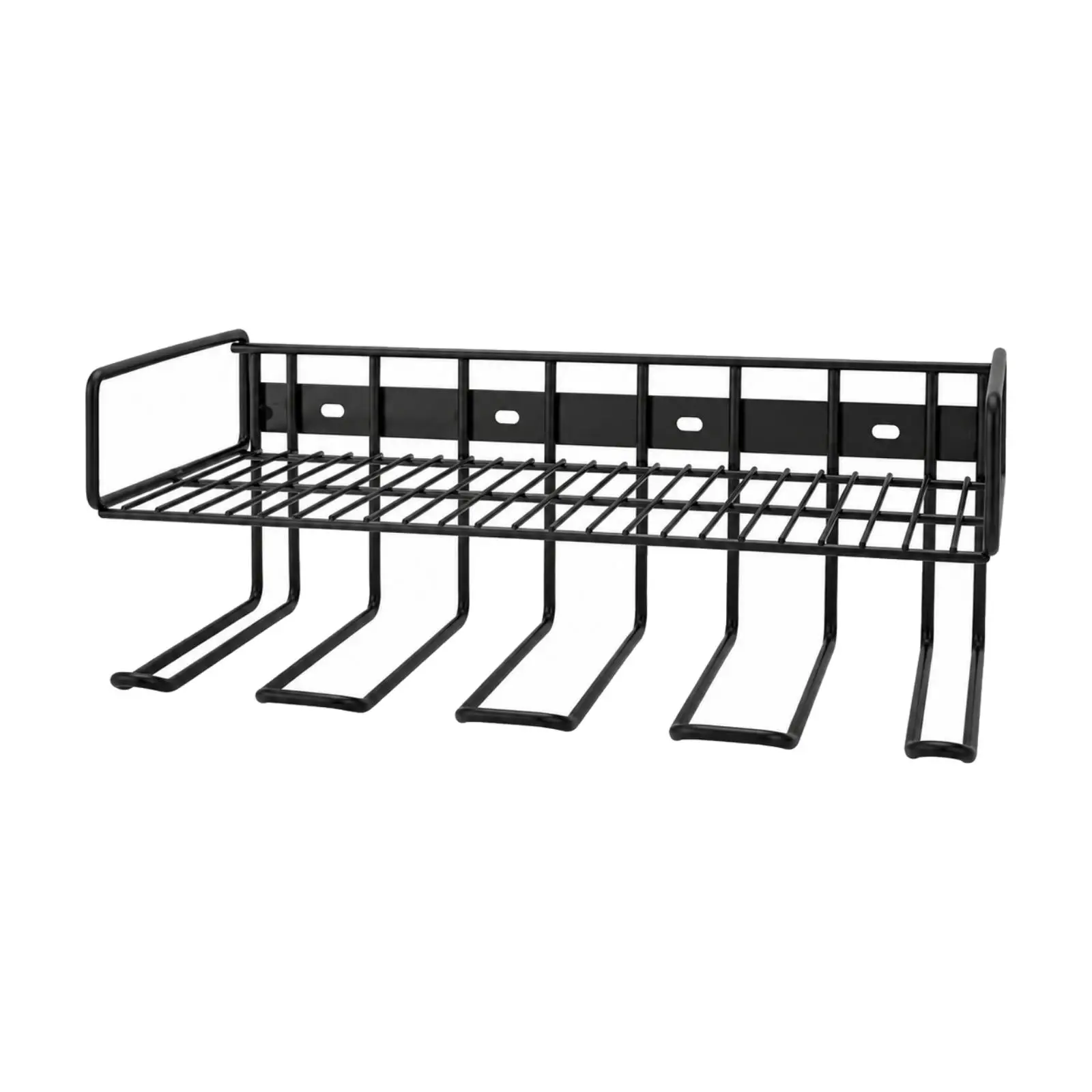 Space Saving Wall Mounted Drill Rack Black Iron Storage for Workshop Tool Holder Shelf