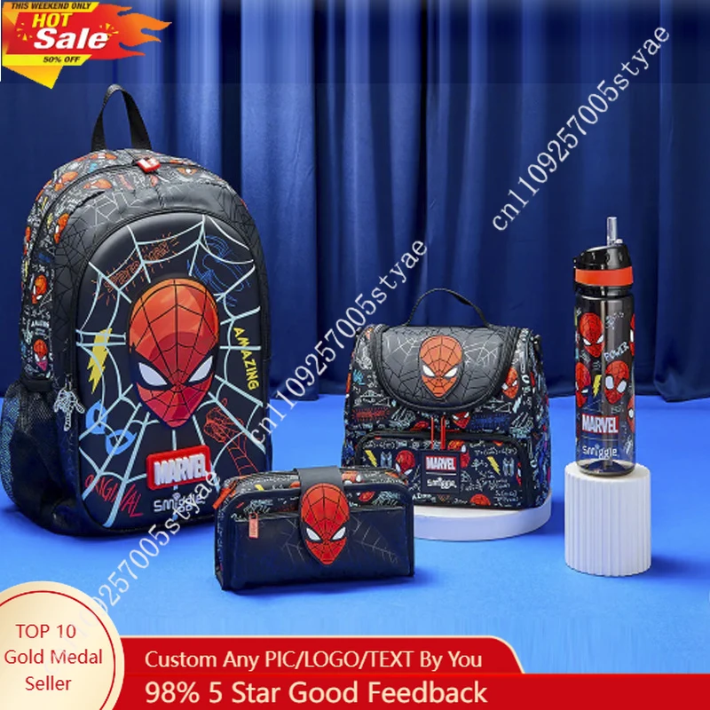 

Spider-man 17in Schoolbag Large Capacity Backpack Cosplay Bookbag Marvel Rolling Backpacks 3D Pencilbox Lunchbox 650ML Cup
