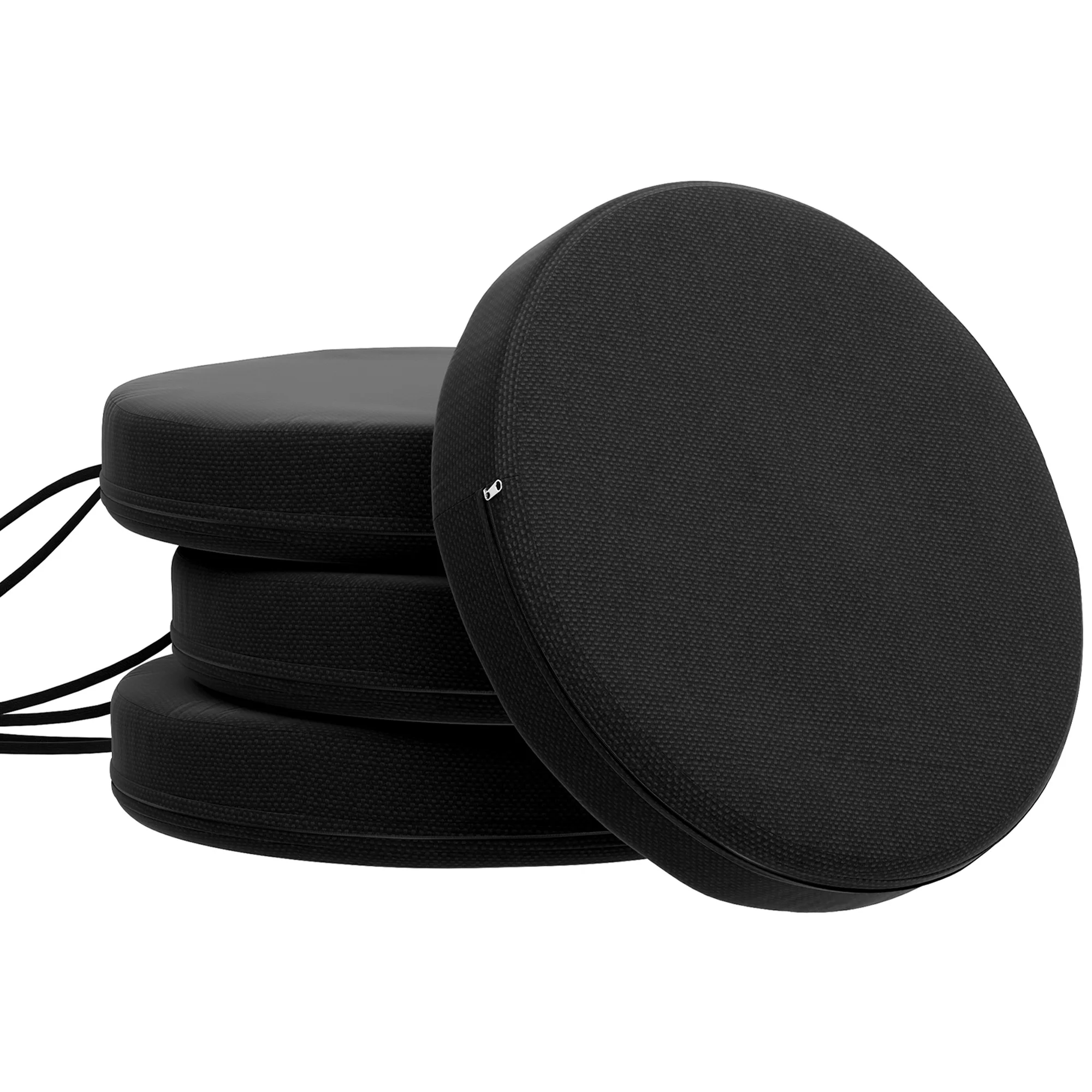 Outdoor Chair Cushions Set of 4 Round Seat Cushions, Black