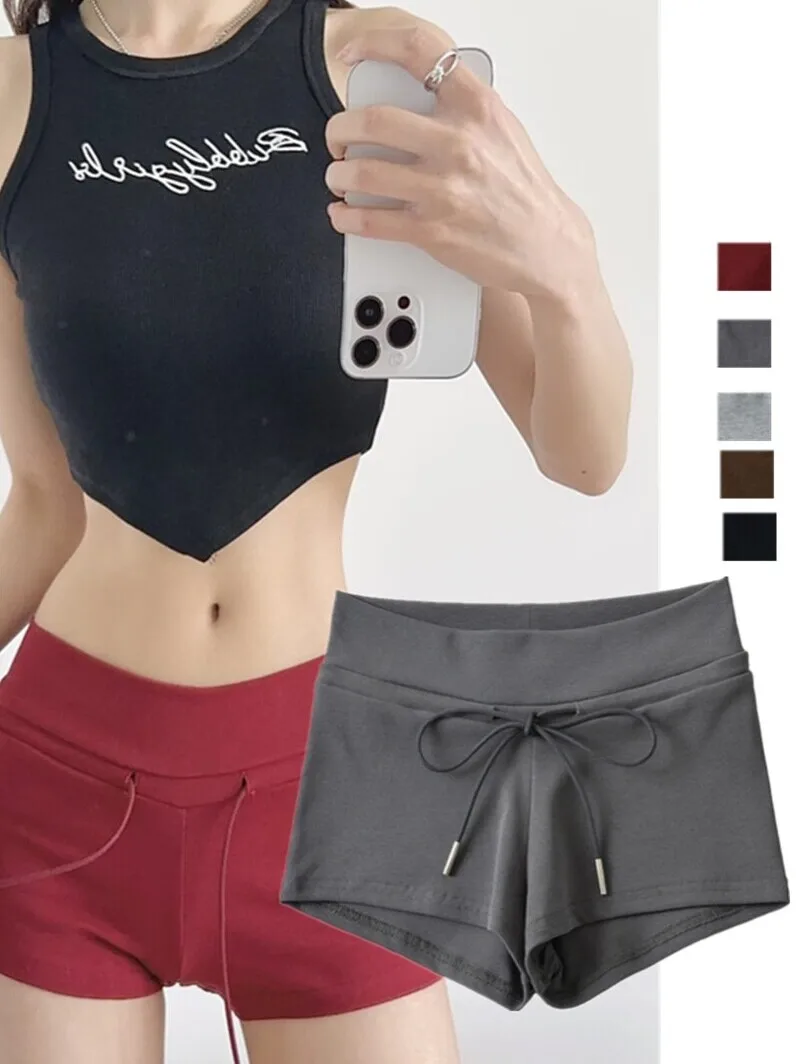 Hohe Taille Elastische Taille Dstring Sport orts Frauen Sommer Lose Beiläufige Gerade Bein Breite Bein Hot Pants Straße Sle