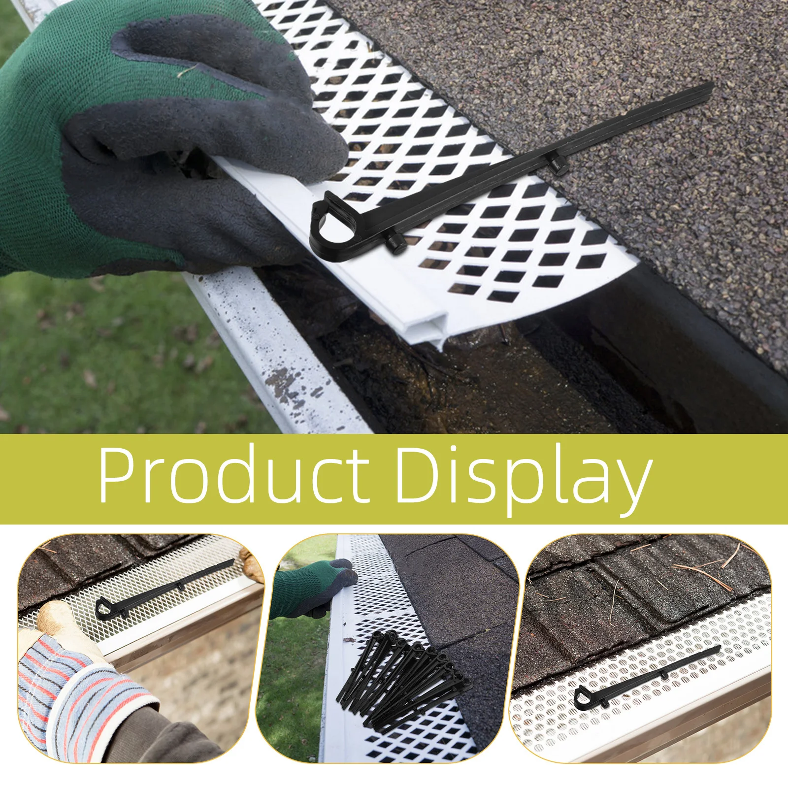 50 Stuks Goot Guard Clips Zwart Plastic Vaste Haken Veilige Montage Installatie Goot Mesh Clip Accessoires Winddichte Bevestiging